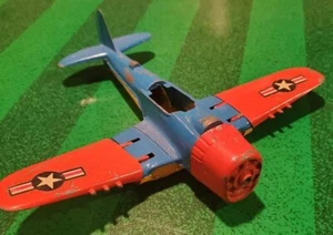 Vintage Metal Hubley Kiddie Toy Plane Lancaster PA Foldable Wings & Wheels - Picture 1 of 3