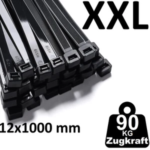 XXL Kabelbinder 12x 1000mm Industrie Qualität 12mm 100cm lang 90KG Zukraft - Bild 1 von 8