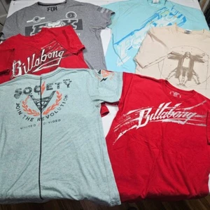 Billabong Fox Society Lebowski VTG T-Shirt Lot of 6 Mens Med & Large 90s Y2K - Picture 1 of 18