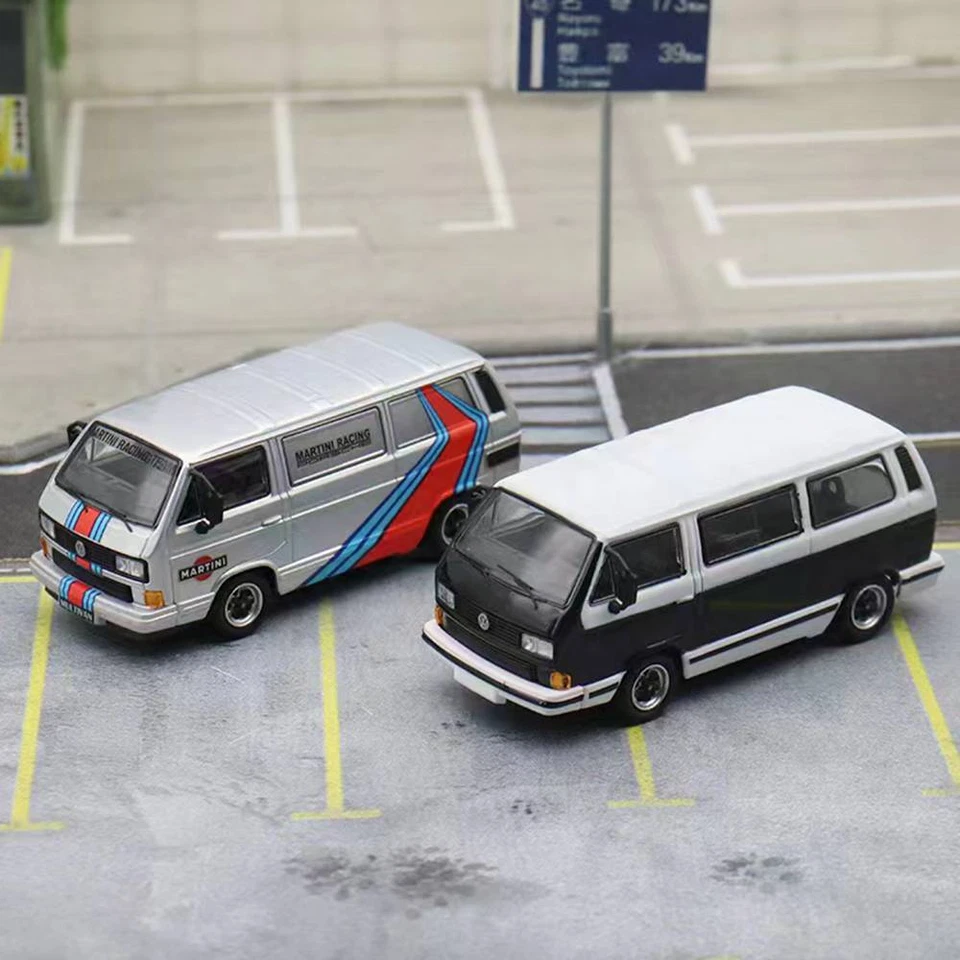 Master 1:64 Volkswagen T3 Martini Van Diecast Toys Car Models Miniature Gifts - Immagine 1 di 4