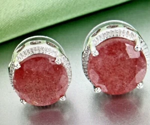 Natural Tanzanian Natronite Earrings in Platinum Over Sterling Silver 12.90 ctw - Picture 1 of 6