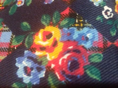 Peter Pan Fabric Floral Blue Red Floral Cotton Canvas 1.5 Yards All-over Print - Image 1 of 4