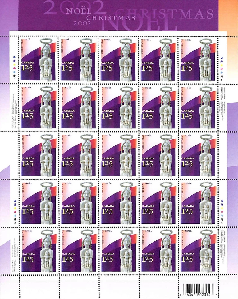 Canada - Scott 1967 - Full Pane of 25 Stamps - Christmas Aboriginal Art - 2002 - Image 1 of 1