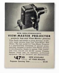 1947 View-Master Advertise Insert - Projector & Plastic Library Box - Imagen 1 de 2
