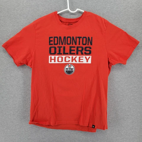 ‘47 Edmonton Oilers Shirt Mens XL Orange NHL Hockey Grpahic Tee Short Sleeve EUC Cover