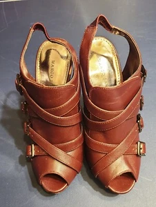 ZAPATOS MUJER CUERO BORGOÑA PUNTA ABIERTA - Imagen 1 de 6