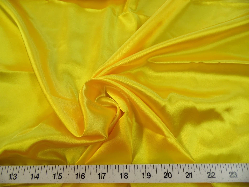 Discount Fabric Charmeuse Silky Bridal Satin Apparel Yellow CS05 - Image 1 of 1
