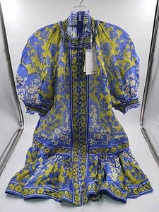 BRANDNEU - ZIMMERMANN Raie Lantern Minikleid - türkis/grün - Größe 1 (#F2-B7) - Bild 1 von 6