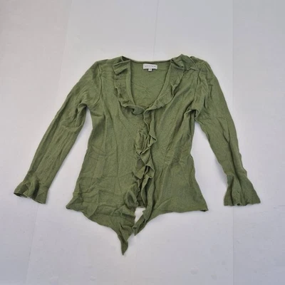 Cárdigan JIGSAW verde para mujer Angora mezcla de cachemir con volantes Tie J... - Imagen 1 de 4