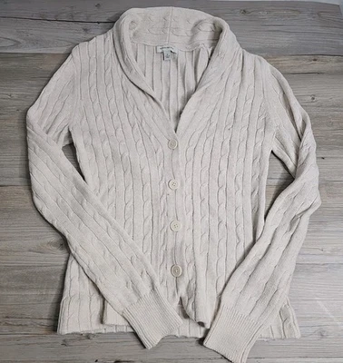 Banana Republic 女式开衫毛衣象牙白兔毛 M 码少女二手状况完好 — 第 1/4 张图片