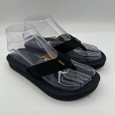 Teva Reflip Flip Flops Womens Sz 6 Black/Black Geometric Thong Sandals 1124044 - Image 1 of 4