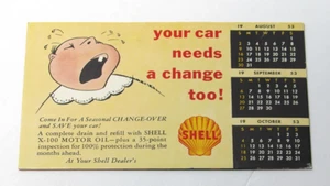 Shell Oil Gas Co. Händler Werbung Tintenlöscher 1953 Kalender X-100 Motoröl - Bild 1 von 3