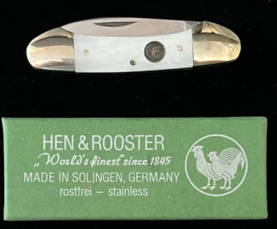 Navaja de bolsillo vintage para canoa gallina y gallo 102CI cubiertos Bertram Solingen Alemania Foto 1 de 4