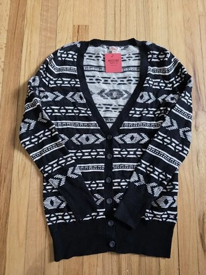 Mossimo Supply Co Sweater Womens Medium Aztec Cardigan Knit Black White Target - Image 1 of 4