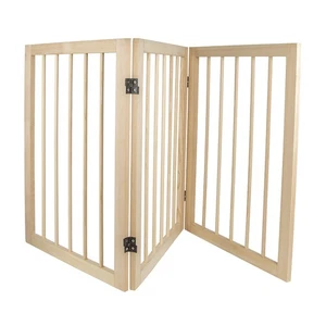 Pet Gate 3 Panel Wooden Dog Barrier Folding Fence Baby Child Safety Indoor - Picture 1 of 14
