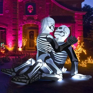 6.5 FT Long Halloween Inflatables Skeleton Outdoor Decorations Blow up Yard Cudd - Picture 1 of 6