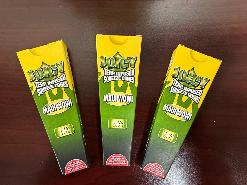 Juicy Jay’s 1 1/4 MAUI WOWI Terp Infused Squeeze Cones  3 packs - Image 1 of 1