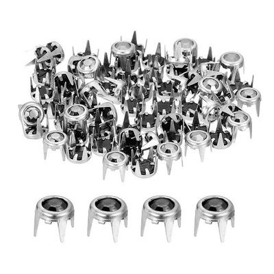 60 Pcs Rhinestone Studs, 5mm Round Rivets Claw Beads Nailhead, Grey - Image 1 of 4