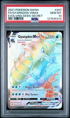 PSA 10 Gyarados Vmax 207/203 Evolving Skies Rainbow Secret Rare Pokemon Card - Image 1 of 2