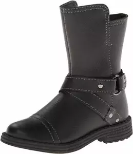 NIB UMI Chiara Black LEATHER Harness Motorcycle Boots Shoes Child Kids Size 11.5 - Picture 1 of 1