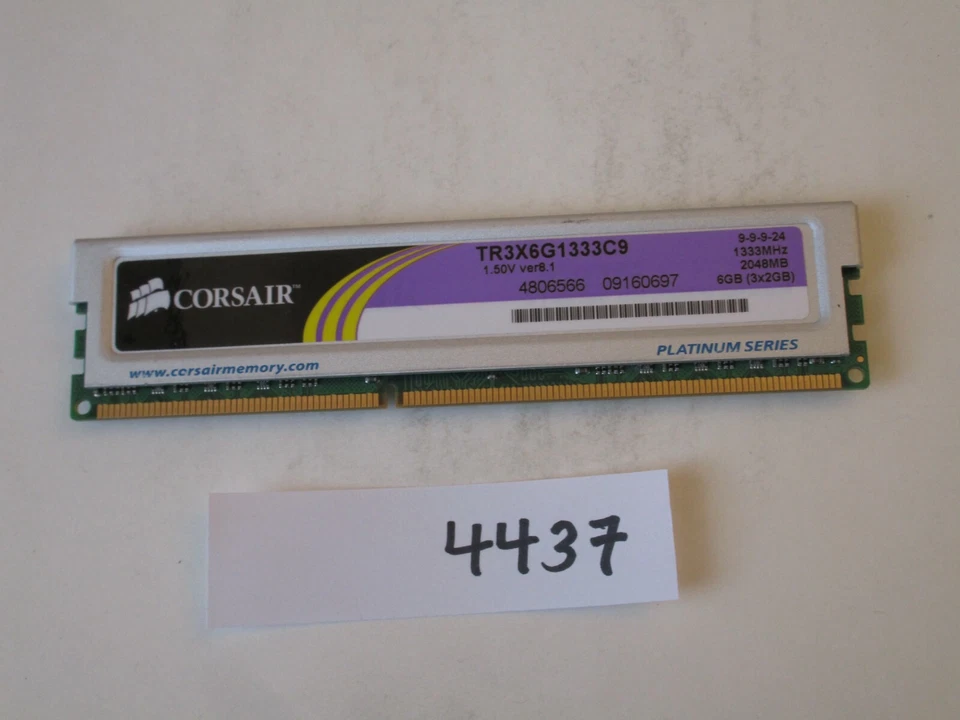 Corsair TR3X6G1333C9 2Gb PC3-10600 1333Mhz DDR3 Desktop Memory RAM (4437) - Image 1 of 2