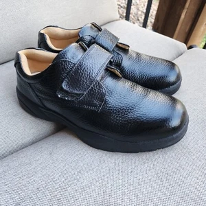 DR COMFORT William Diabetic Hook Loop Shoes Mens  Black Leather 6310 Sz 9.5 Wide - Picture 1 of 13