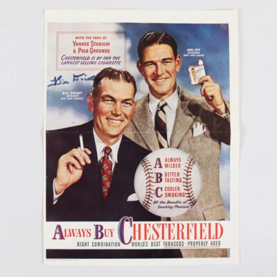 Bill Dickey Signed Cigarette Ad Yankees - COA JSA - Image 1 of 4