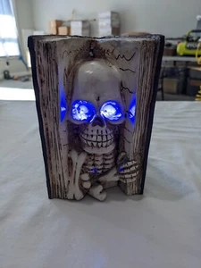 Halloween Light Up Spooky Skeleton in Spell Book Decor Shelf Mantel Sitter - Picture 1 of 6
