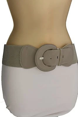 Mujeres Cinturón Elástico Moda Cadera Cintura Alta Elastizado Beige Hebilla Talla XS S M Foto 1 de 4