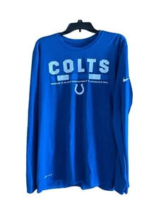 Nike NFL Equipment Indianapolis Colts LS Tee Shirt Athletic Cut Blue Mens Sz XL - Picture 1 of 7