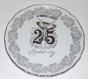 VINTAGE NORCREST 25th SILVER ANNIVERSARY PLATE/SERVER CHINA PORCELAIN WEDDING - Picture 1 of 5