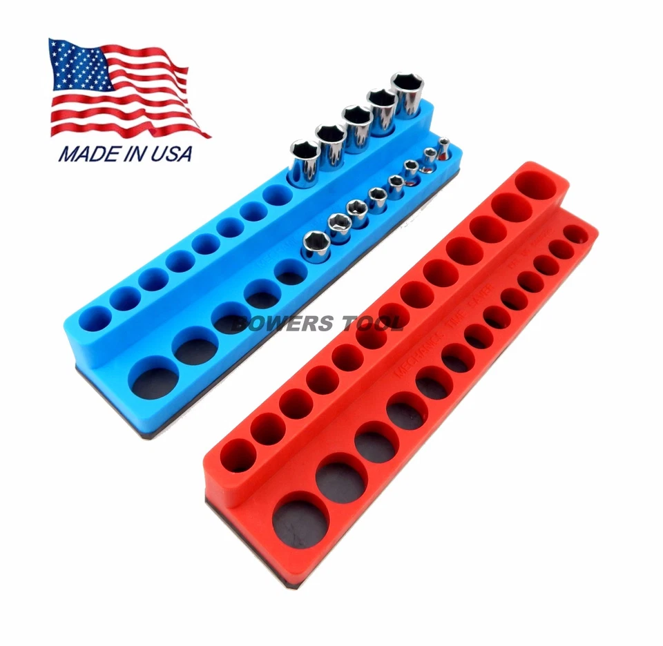 Mechanics Time Saver 1/4 Drive Magnetic Socket Holder Tray Metric SAE Deep USA - Image 1 of 3