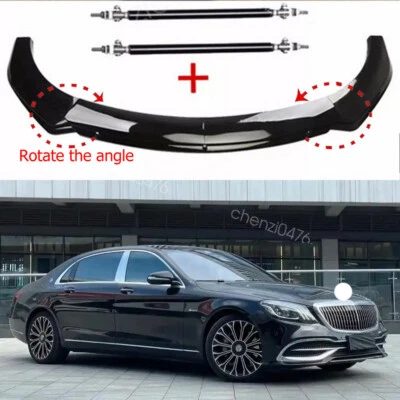 For Mercedes-Benz S450 S500 Front Bumper Lip Spoiler Splitter Glossy Black Foto 1 de 4