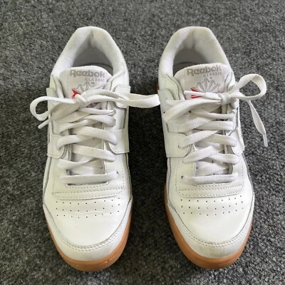 Size 4.5 mens / womens 6 - Reebok Workout Plus White Gum Shoes Sneakers Walking - Image 1 of 4