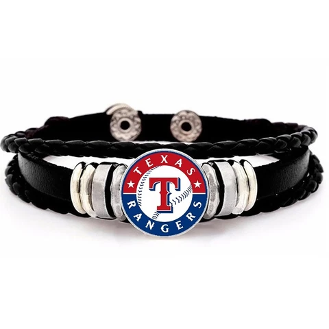 Texas Rangers Mens Womens Kids Black Leather Bracelet w Gift Pkg D14 Cover