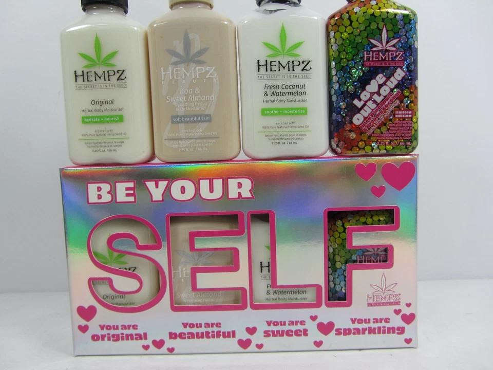 HEMPZ BE YOUR SELF HERBAL BODY MOISTURIZER LOTION 4 DIFFERENT SCENT BOTTLES - Image 1 of 1