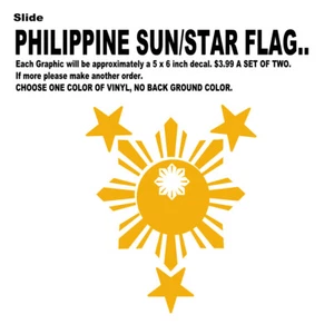 Calcomanía troquelada pegatinas de vinilo bandera filipina estrella sol orgullo filipino Pinay Pinoy - Imagen 1 de 3