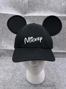 Disney Mickey Mouse Ears Hat Cap Strap Back Youth One Size Black 100% Cotton - Picture 1 of 13
