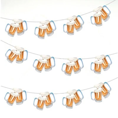 Beer Pint Glass Bunting Birthday Men's Stag Do Pub Party Decorations 12pcs - Image 1 of 4