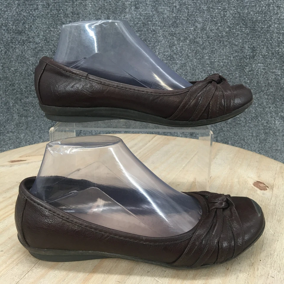 Merona Shoes Womens 7.5 Target Ballet Flats Brown Leather Slip On Round Toe - Image 1 of 4