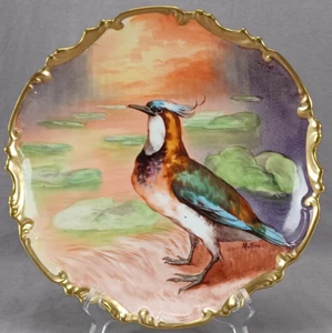 Coronet Limoges Hand Painted Signed Muffien Gamebird & Gold 11 5/8 Inch Charger - Picture 1 of 11