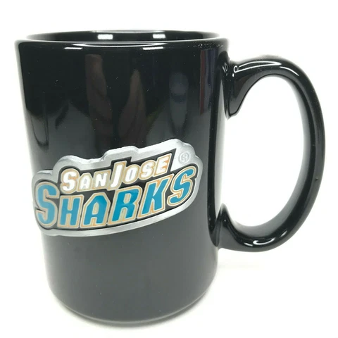 San Jose Sharks NHL Hockey Team Coffee Mug Black Ceramic Cup 4 1/2" Tall  C11 Cover