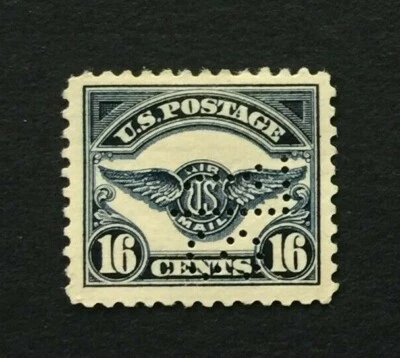 mystamps  US C5, 16 cent Airmail 1923, MH  OG  Perfin - Image 1 of 2