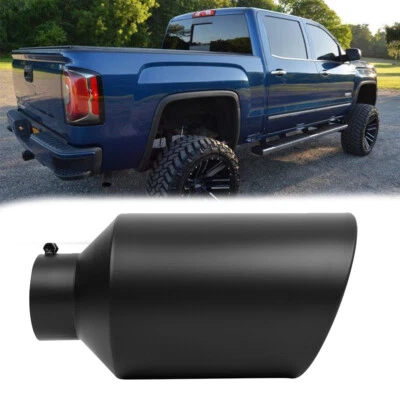 Punta de escape negra atornillable para GMC Sierra 1500 2500 3500 4" entrada 8" salida 15" L Foto 1 de 4