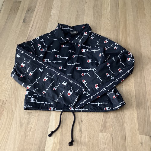 CHAMPION WOMEN'S ZIPPER TAPE CROPPED COACHES JACKET SZ Med