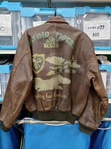 AVIREX Old TYPE A-2 Leather Flight Jacket Goatskin Flying Tiger 1987 XS size JPN - Picture 1 of 5