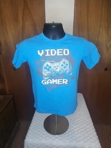 Wonder Nation Brand Boy's Blue Video Gamer T Shirt Size Large 10-12 Casual - Picture 1 of 4