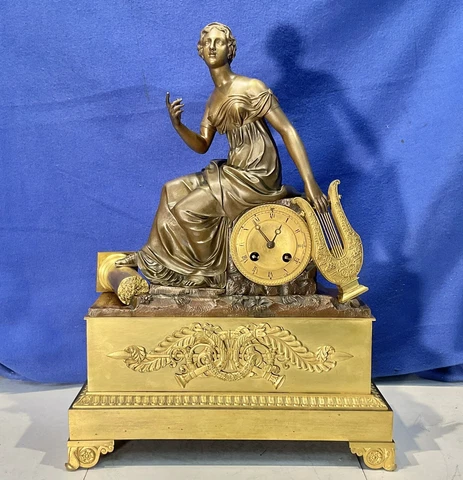 1825 ANTIQUE FRENCH JAPY FRERES STRIKES KEY WOUND,GILT BRONZE FIGURAL CLOCK Cover