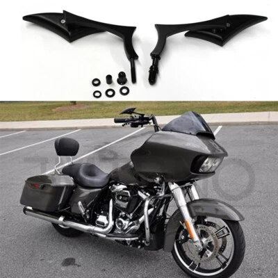 Black Motorcycle Mirrors For Harley Davidson Road Street Glide Road King Softail - Image 1 of 4