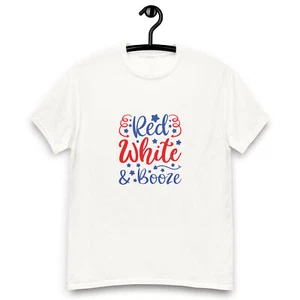 Red White and Booze 4th July classic tee shirt - Picture 1 of 6